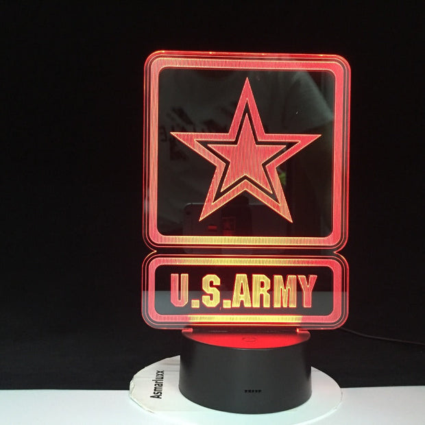 The U.S. Army Novel 3D LED Lamp Battery Operated Colorful with Remote Visual Light Effect Led Night Light Lamp Decorative 3243