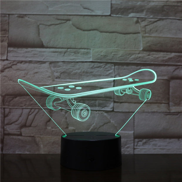 Skateboarding 3D LED Night Lamp Romantic Bedroom Table Lamp Valentines Gifts for Lovers Couples Kids Sleeping Light 3D-2195