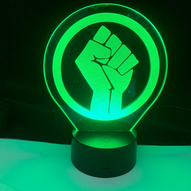 Fist Against Sign Logo Design 3d lamp for Bedroom Acrylic 3D Lamp Decor Nightlight For Labor Party Gift Dropshipping Best