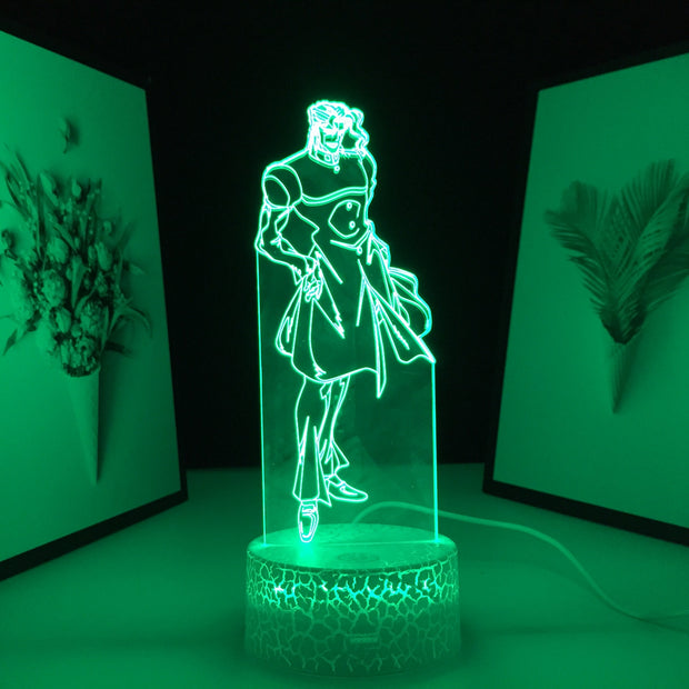 Anime JoJo Bizarre Adventure Noriaki Kakyoin 3D LED Night Light Home Bedroom Table Decoration Night Light for Children's Festival Birthday Gifts 7 Color Changes With Remote Neon Lamp