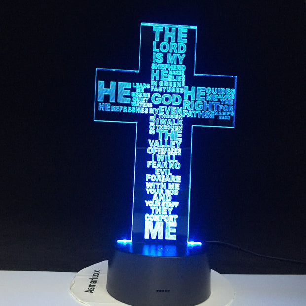 Jesus Christ Cross USB 3D LED Night Light Gifts Desk Table Lamp Bedroom The Lord Is My Shepherd Bible Book Lamp Dropshipping