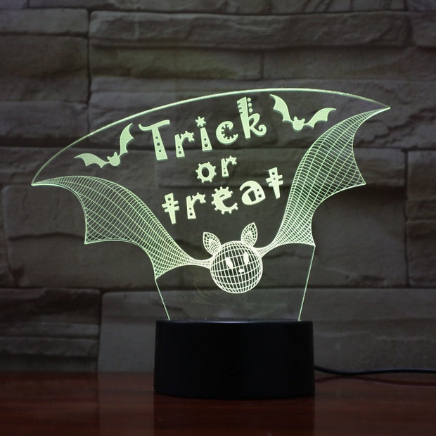 Trick or Treat Night Light 3D LED Desk Table Illusion Decoration Lamp Holiday Birthday Halloween Best Gift 791