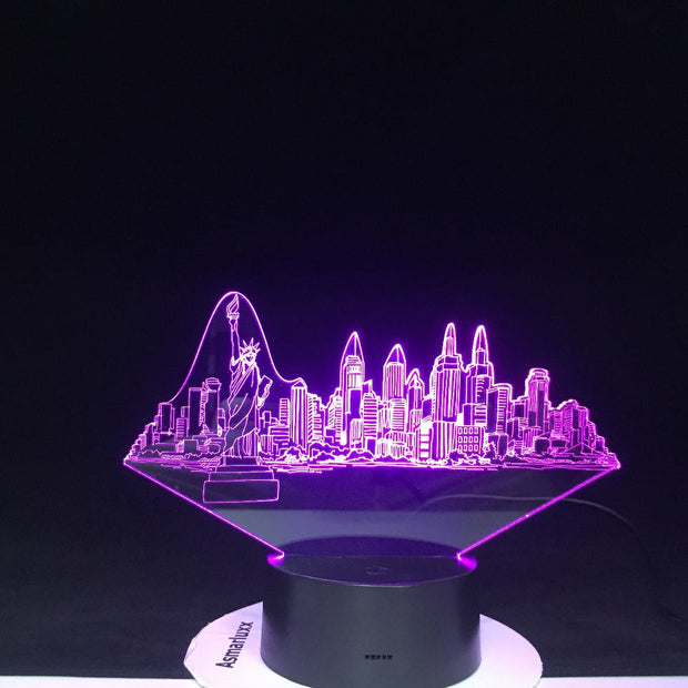 New York City Buildings Modelling 3D Led Usb 7 Colors Changing Novelty Touch Button Desk Table Lamp Atmosphere Night Light Gifts