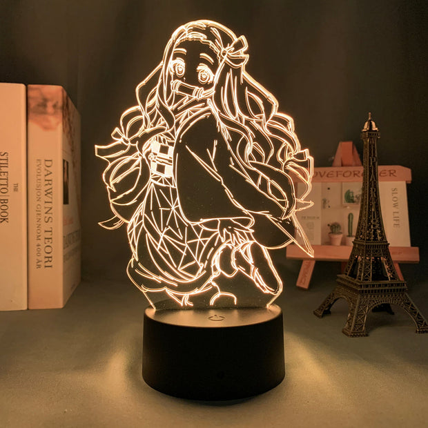 Kimetsu No Yaiba Nezuko Kamado Anime Figure 3D LED Night Lamp Home Decor Children's Festival Birthday gifts USB link Charging Neon Lights