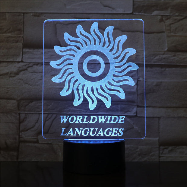 Woldwide Lanugages 3D lamp 7 Colors Change LED Light Acrylic Touch USB Lamp Room Table Desk Night Light Kid's Friends Gift 2916
