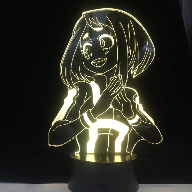 Ochaco Uraraka Anime Lamp My Hero Academia Boku 3D LED Nightlights ANIME LAMP Kids Child Boys Bedroom Decor Acrylic Table Lamp