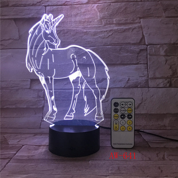 Unicorn Romantic Gift 3D LED Table Lamp 7 Color Change Night Light Room Decor Lustre Holiday Girlfriend Kid Toys Dropship AW-641