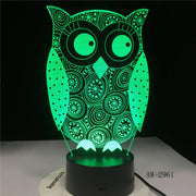 Eye Peeking Owl 3D Night Light 7 Colors Change LED Desk Table Lamp Art Child Bedroom Sleeping Decor Holiday Party Gifts AW-2961