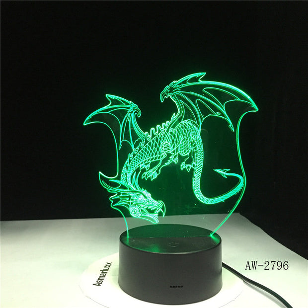 Cut Flying Dragon 3D Night Light 7 Colors Change LED Table Xmas Gift Ancient Dragon Art Home Decor Lamp Dropshipping AW-2796