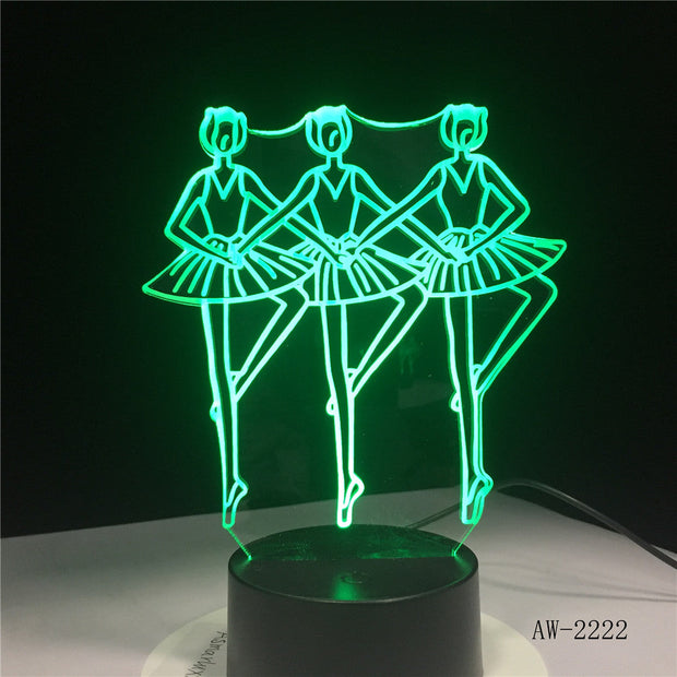 Ballet Girl 7 Color Lamp 3d Visual Led Night Lights For Kids Touch Usb Table Lampara Lampe Baby Sleeping Nightlight AW-2222