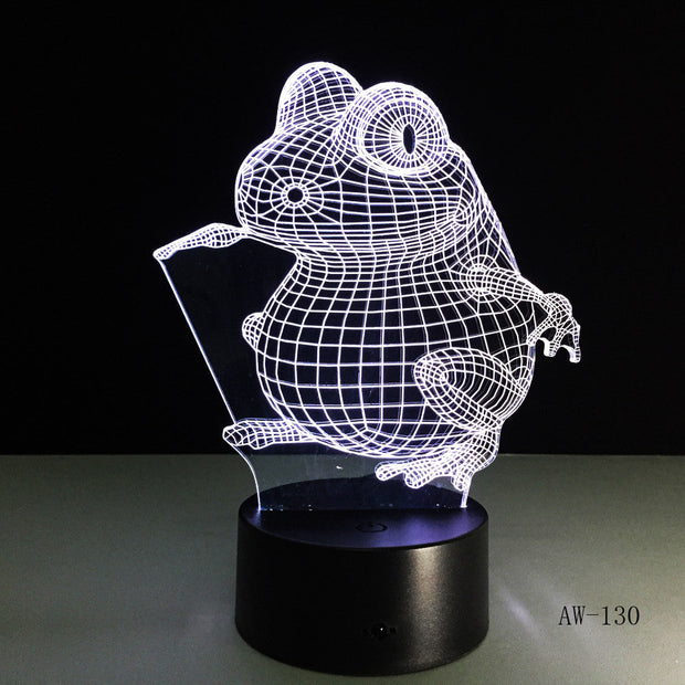 Animal Frog Seeds 3D Cartoon USB Lamp Bulbasaur LED Night Light Visual Illusion Table Holiday Kid Toy Drop Shipping AW-130