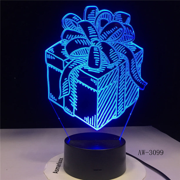 Holiday Gift Box LED Night Lamp 3D Illusion Touch Sensor Hoom Decoration Child Kids Baby Nightlight Gift Box Desk Lamp AW-3099