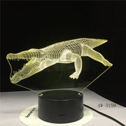 Crocodile Led 3d Night Light Bulbing Usb 3d Night Light Baby Christmas Kids Gif Children Bedroom Atmosphere Table Lamp AW-3159