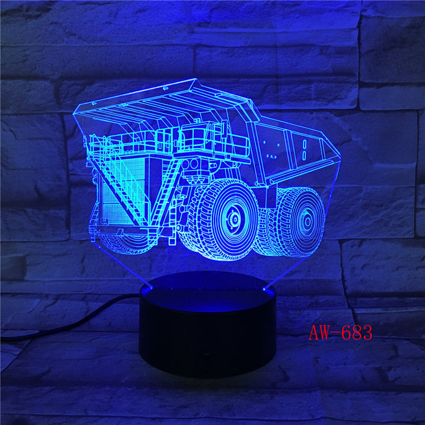Forklift Led Night Light Decoration 3d Illusion 7 Color Changing Childrens Kids Baby Nightlight Gifts Table Lamp Decor AW-683