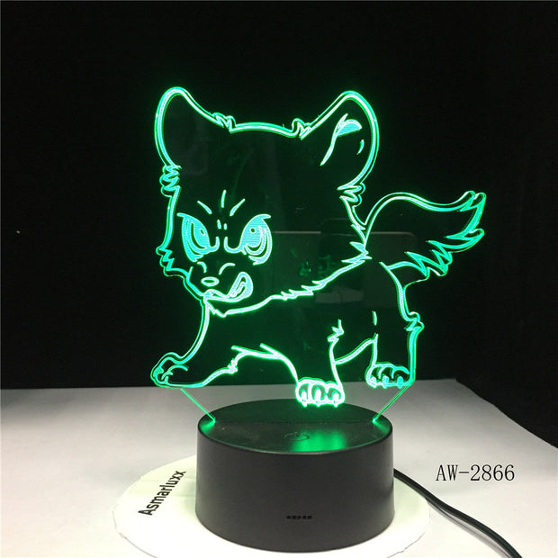 Angry Dog Family Usb Night Lights Home Decor Bedside Kids Gifts Desk Lamp 3D Led Luminous Novelty 7 Colors Changing AW-2866