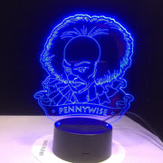 Pennywise Figure 3D Led Night Lamp for Office Room Decor Usb Battery Powered Halloween Horror Movie It Chapter One Table Lamp