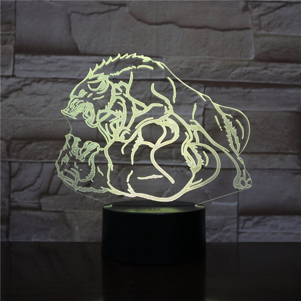 Wolf 3D LED Night Lamp Romantic Bedroom Table Lamp Valentines Gifts for Lovers Couples Boys Kids Sleeping Light Dropship 2306
