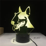 Creative Kids Baby Gift 3D Illuison Pet Dog Lamp Bull Terrier LED Night Light Creative Decorative Table Lamp Drop Ship AW-2653