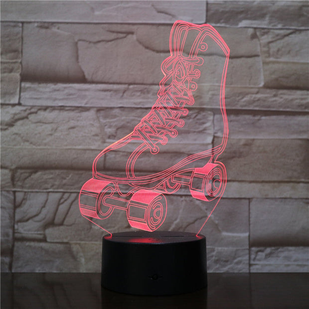 Roller Skates Multi colors 3D RGBW Novelty Lava LED Night Light Table Lamp USB for Child Gift Home Decor Dropshipping