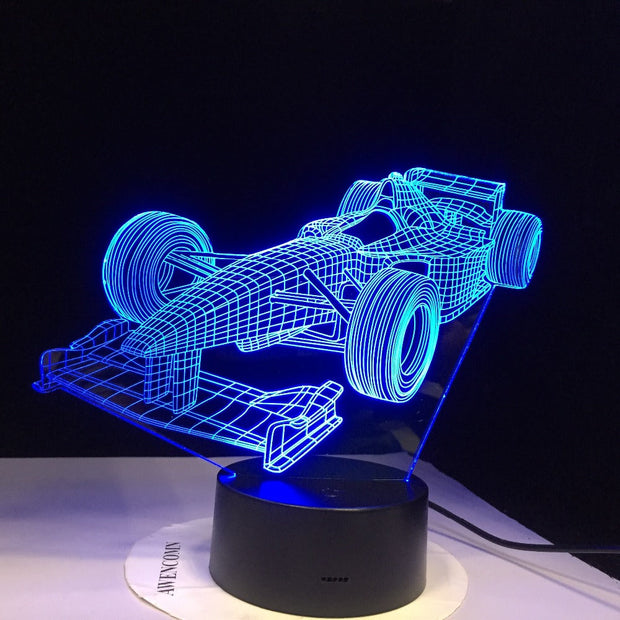 Racing Car F1 USB LED Table Lamp Super Car 3D Night Light 3D Illusion Lamp Children Kids Bedroom Decor sitting room lights