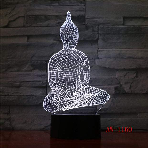 3d lampe buddha Table Lamp LED Night Light Color Changeable Decor Lighting Indoor Atmosphere Acrylic Craft Kids gift AW-1160