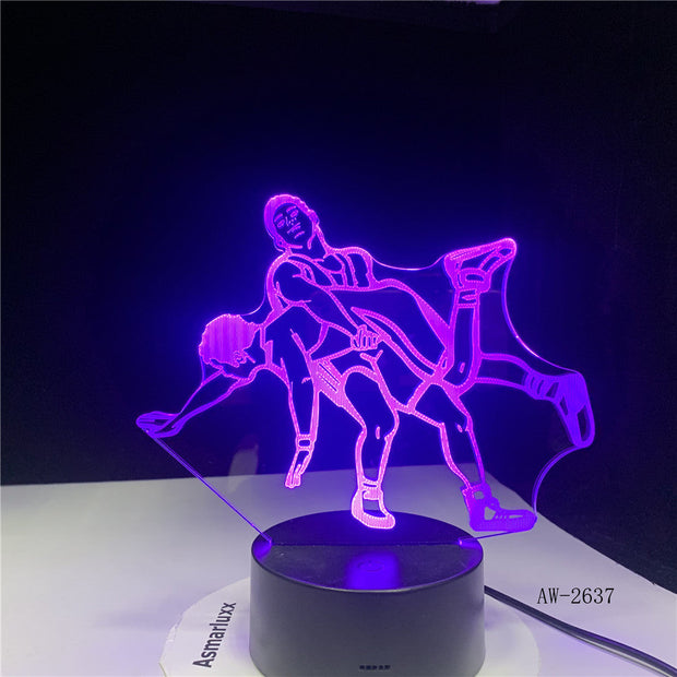 3D LED Wrestling Judo Lamp Night Lights USB Power Lights Creative Holiday Gift LED Desk Lamp for Home Living Room Decor AW-2637