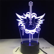 Rock Music Guitar Fly Bass 3D LED LAMP NIGHT LIGHT for Musicians Home Table Decoration Birthday Christmas Present Gift AW-2819
