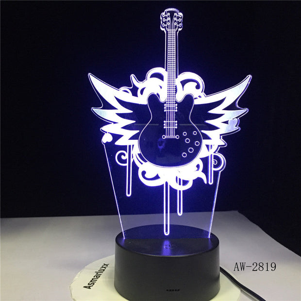 Rock Music Guitar Fly Bass 3D LED LAMP NIGHT LIGHT for Musicians Home Table Decoration Birthday Christmas Present Gift AW-2819