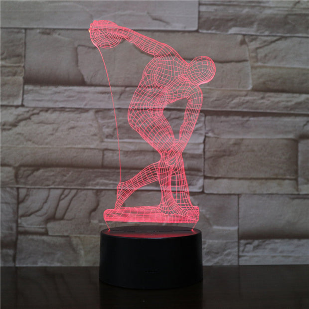 Throwing Discus 3D LED Desk lamp Bedside Sculpture Figure Touch Sensor RGB Decorative Lamp Child Kids Discobolus LED Night Light