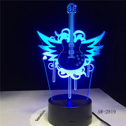 Rock Music Guitar Fly Bass 3D LED LAMP NIGHT LIGHT for Musicians Home Table Decoration Birthday Christmas Present Gift AW-2819