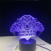 Wests Tiger Team 3D LED RGB Night Light 7 Colors Change USB Desk Lamp Kids Sports Gift Home Decor Lava Lamp Dropshipping AW-2607