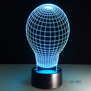 Artistic Abstraction Bulb 3D USB Night Light Colorful LED Desk Table Light Lamp for Home Bedroom Wedding Decoration GX-001