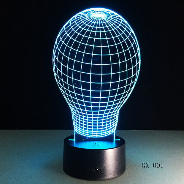 Artistic Abstraction Bulb 3D USB Night Light Colorful LED Desk Table Light Lamp for Home Bedroom Wedding Decoration GX-001
