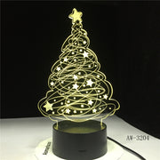 3D Effect LED Table Lamp Christmas Tree USB Powered Night Light Table Light for Home Bar Cafe Office Restaurant Choice AW-3204
