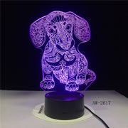 3D LED NightLight Bulldog Poodle Jack Russell Terrier Rottweiler Afghan Hound Basset Hound Dobermann Labrador Retriever AW-2617