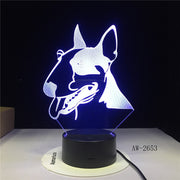 Creative Kids Baby Gift 3D Illuison Pet Dog Lamp Bull Terrier LED Night Light Creative Decorative Table Lamp Drop Ship AW-2653