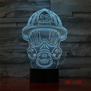 LED 3D Fireman Mask Modeling USB Night Lights Creative Firefighter Table Lamp Home Decor 7 Colors Changing Gifts AW-1169