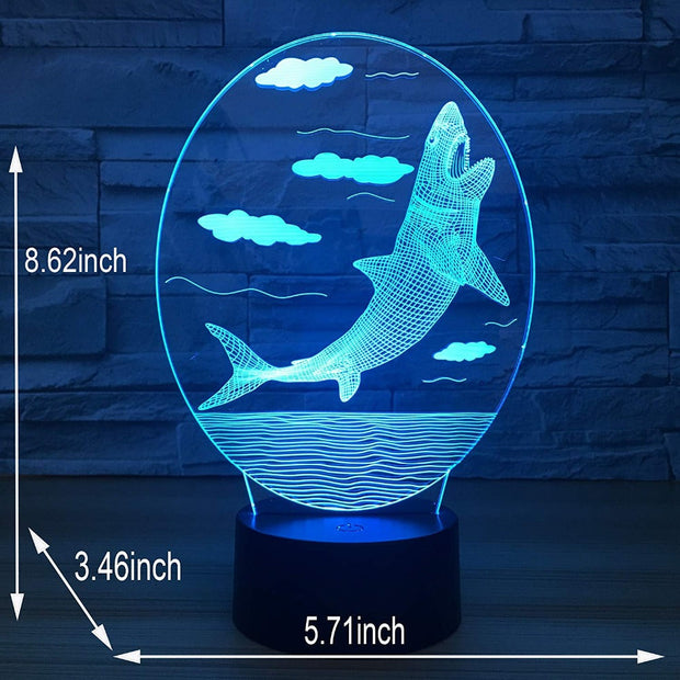 3D LED Night Lights Whale 7 Colors Change Touch Switch Hologram Atmosphere Novelty Lamp for Home Decoration Visual Illusion Gift