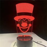 Creative Gifts Clown lamp 3D illusion LED Table lamp LED 7 Color changing USB Kids Bedroom Room Decoration Luminaria AW-3001