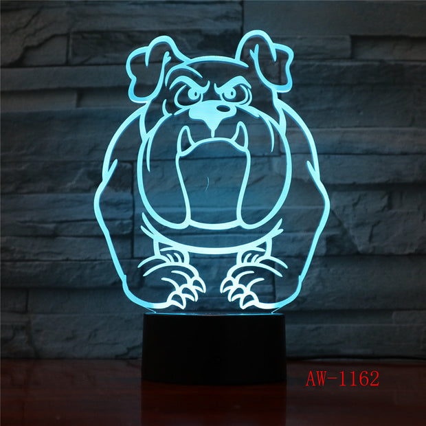 3D Visual Illusion Lamp Bulldog Poodle Jack Russell Terrier Rottweiler Dobermann LED Kids Night Light Dog Desk Light LampAW-1162