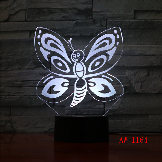 Baby Children Toys Lovely Butterfly 3D Illusion LED Night Lights Colorful Acrylic Table Lamp For Party Gift Home Decor AW-1164