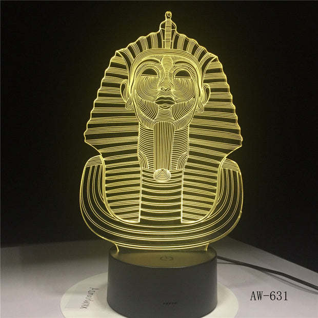 Egypt Sphinx Pharaoh Bulb 3D RGB LED Night Light Multicolor Creative 7 Color Change USB Desk Lamp Kids Gift Home Decor AW-631