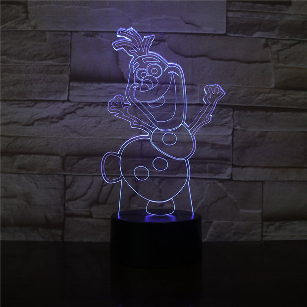 3D Night Light Snowman Olaf Nightlight for Kids Bedroom Decor Battery Operated Atmosphere Pretty Baby Led Night Lamp