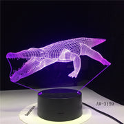 Crocodile Led 3d Night Light Bulbing Usb 3d Night Light Baby Christmas Kids Gif Children Bedroom Atmosphere Table Lamp AW-3159