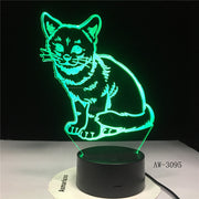 3D LED Night Light Alert Cat with 7 Colors Light for Home Decoration Lamp Amazing Visualization Illusion Dropship Gift AW-3095