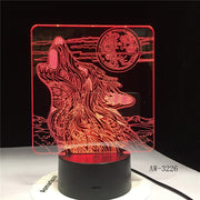 Full-moon Night Howl Wolf 3D LED Acrylic RGB Night Light USB Touch Control Home Kids Desk Lamp Child 3D-3226 Dropship Gift