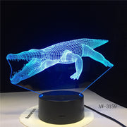 Crocodile Led 3d Night Light Bulbing Usb 3d Night Light Baby Christmas Kids Gif Children Bedroom Atmosphere Table Lamp AW-3159