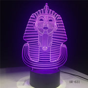 Egypt Sphinx Pharaoh Bulb 3D RGB LED Night Light Multicolor Creative 7 Color Change USB Desk Lamp Kids Gift Home Decor AW-631
