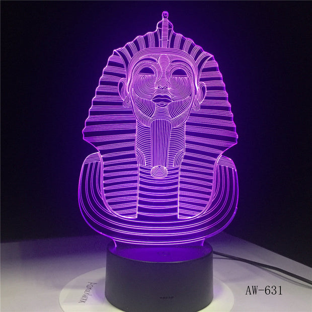 Egypt Sphinx Pharaoh Bulb 3D RGB LED Night Light Multicolor Creative 7 Color Change USB Desk Lamp Kids Gift Home Decor AW-631