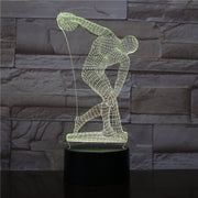 Throwing Discus 3D LED Desk lamp Bedside Sculpture Figure Touch Sensor RGB Decorative Lamp Child Kids Discobolus LED Night Light